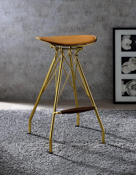 Dragea Whiskey PU & Gold Bar Stool image