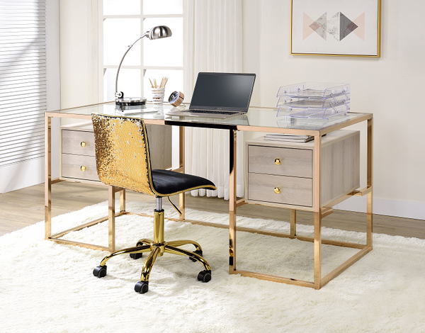 Huyana Clear Glass & Gold Desk image