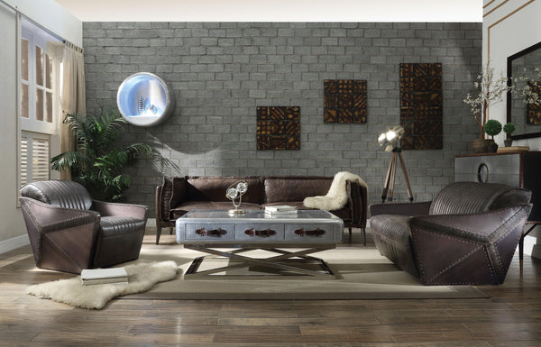 Porchester Distress Chocolate Top Grain Leather Sofa image