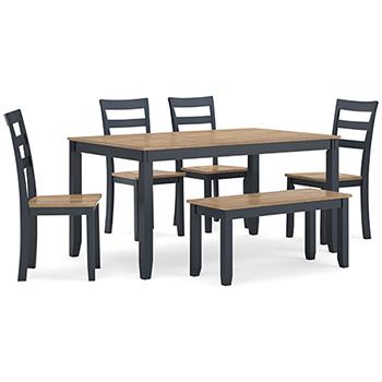 Gesthaven Dining Table with 4 Chairs and Bench (Set of 6)