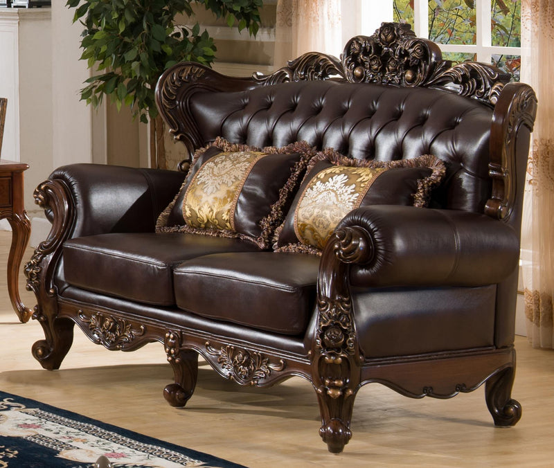 Vanessa Traditional Style Loveseat in Walnut finish Wood image