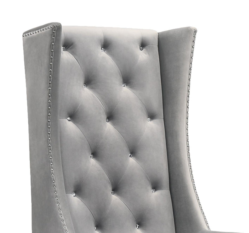 Hollywood Transitional Style Silver Accent Chair