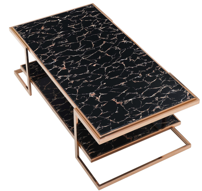 Tahira Modern Style Marble Coffee Table with Metal Base