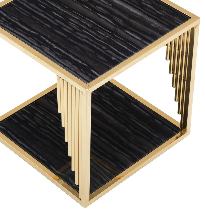 Kari Modern Style Marble End Table with Metal Base