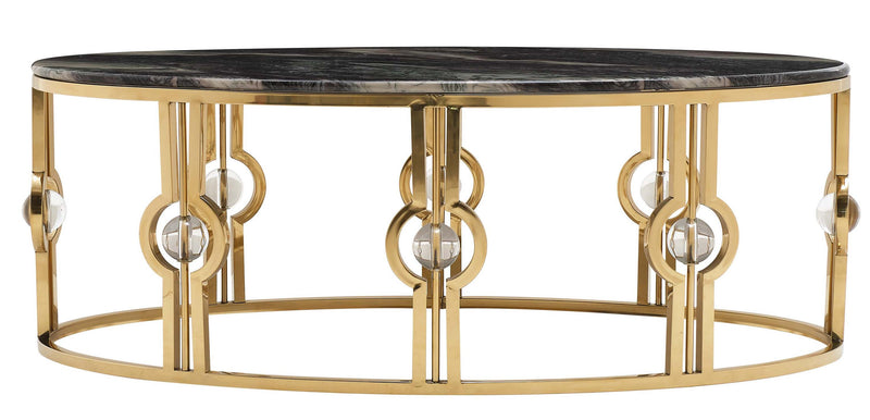 Anika Modern Style Marble Coffee Table with Metal Base image