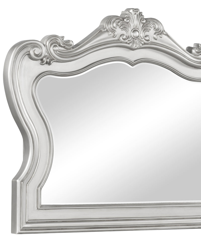 Adriana Transitional Style Mirror in Silver finish Wood