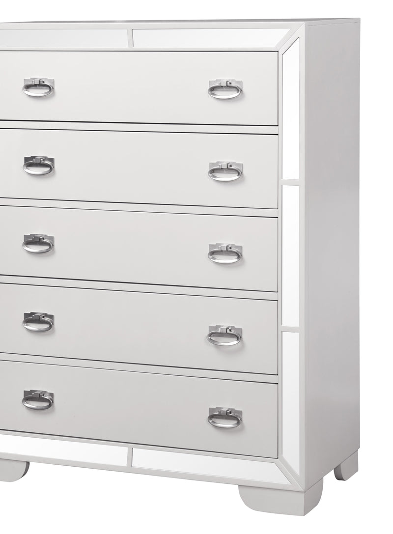 Grand Gloria Contemporary Style Chest in White finish Wood