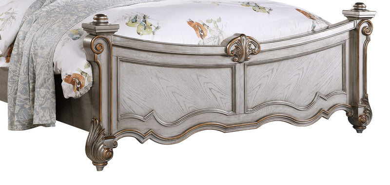 Melrose Transitional Style King Bed in Silver finish Wood