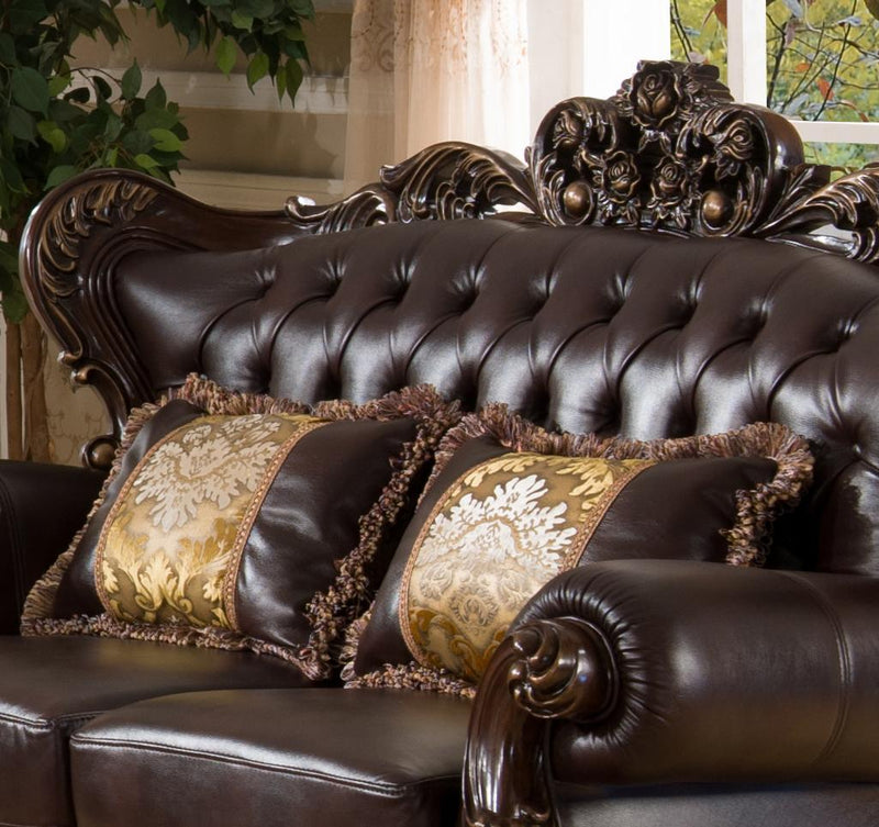 Vanessa Traditional Style Loveseat in Walnut finish Wood