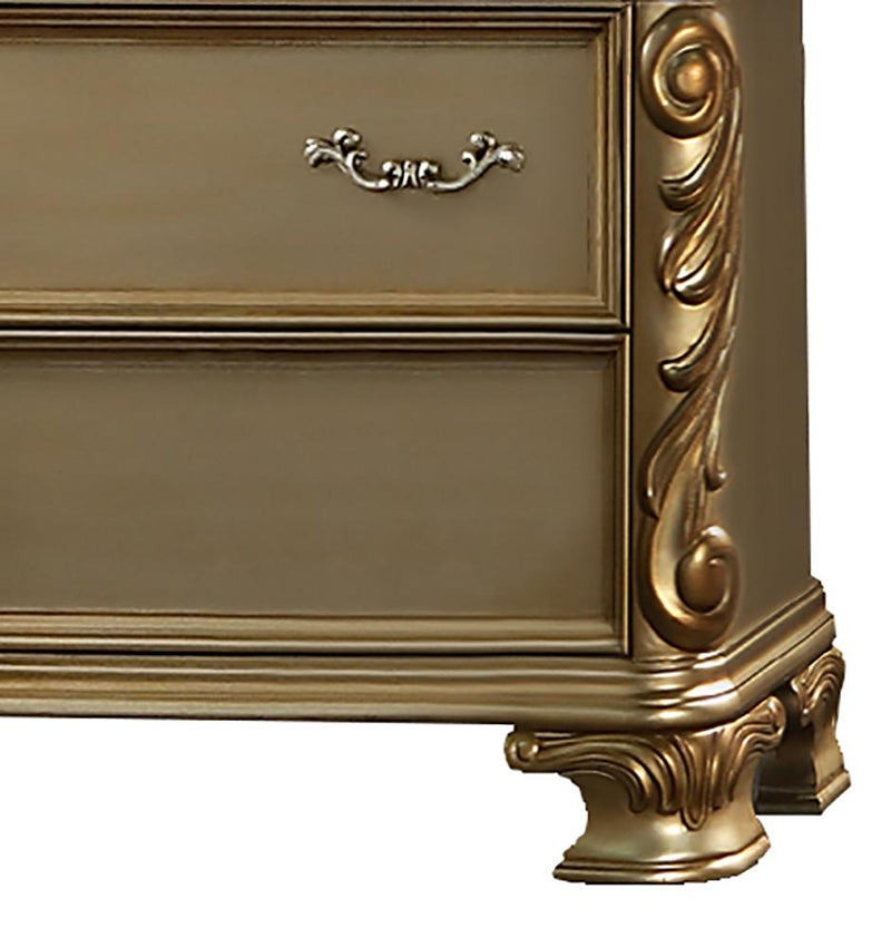 Miranda Transitional Style Chest in Gold finish Wood