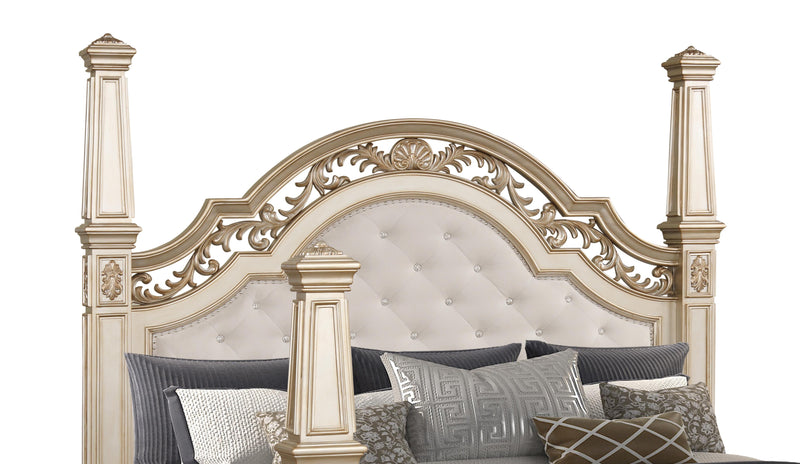 Valentina Traditional Style King Bed in Gold finish Wood