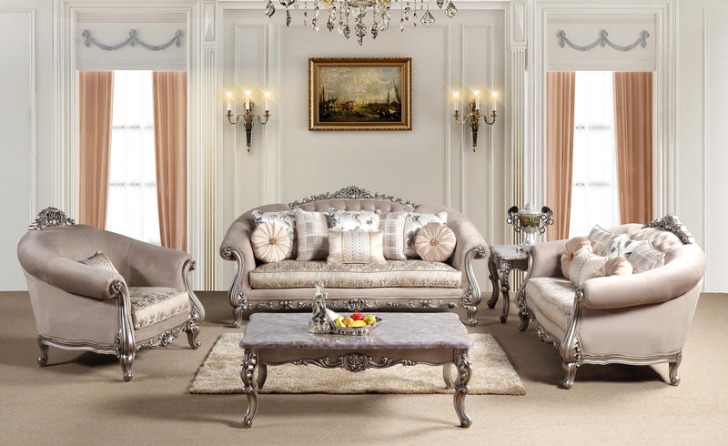 Cristina Traditional Style Sofa in Silver finish Wood