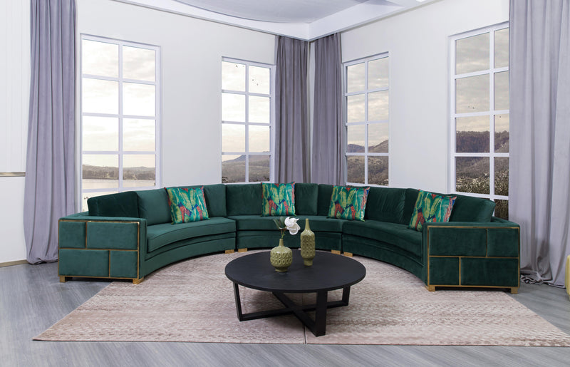 Marco Sectional in Green with Gold Finish