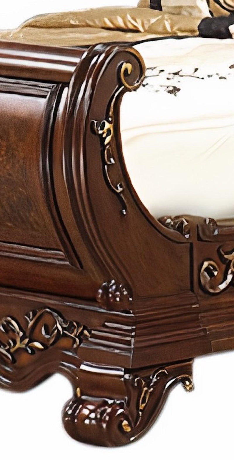 Cleopatra Traditional Style King Bed in Cherry finish Wood