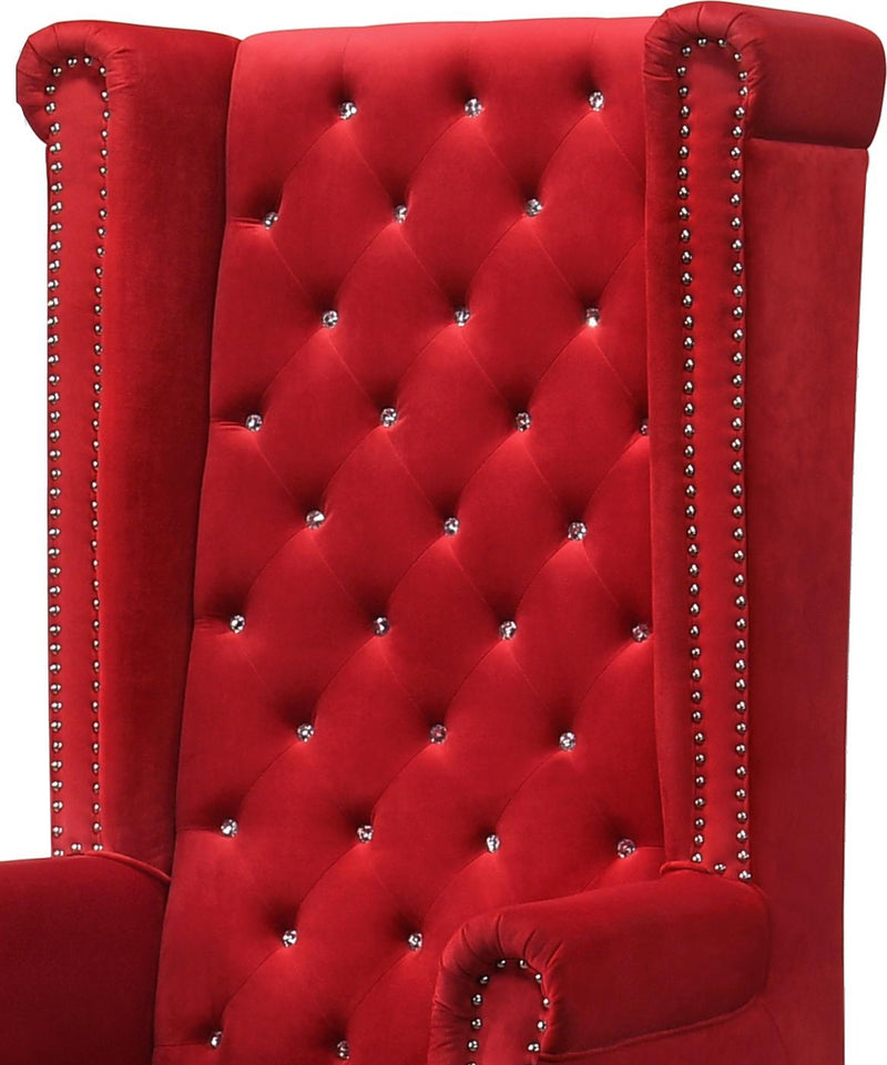 Bollywood Transitional Style Red Accent Chair