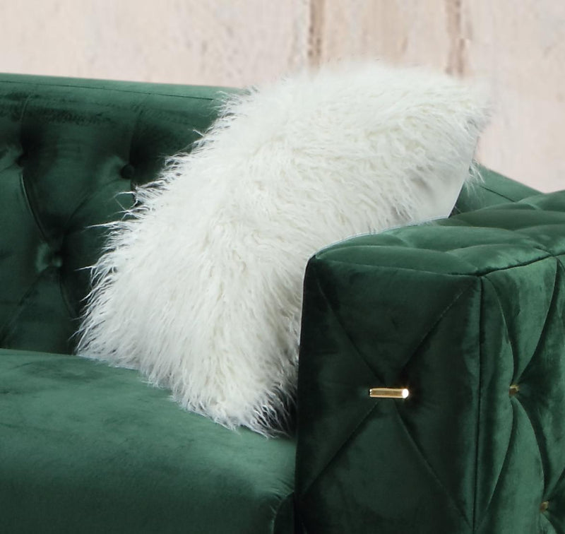 Emerald Modern Style Green Loveseat in Gold finish