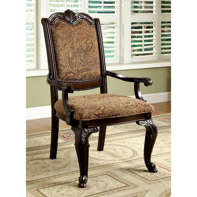 BELLAGIO Brown Cherry/Pattern Fabric Arm Chair (2/CTN)