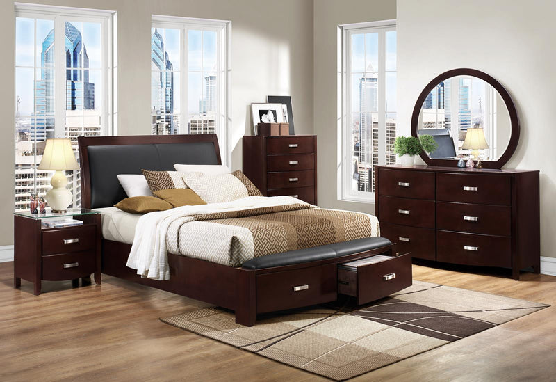 Lyric Queen Sleigh Storage Bed in Dark Espresso 1737NC-1