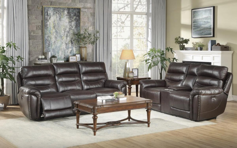 Lance Power Double Reclining Loveseat with Power Headrests in Brown