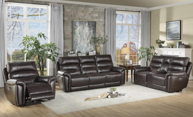 Lance Power Double Reclining Loveseat with Power Headrests in Brown