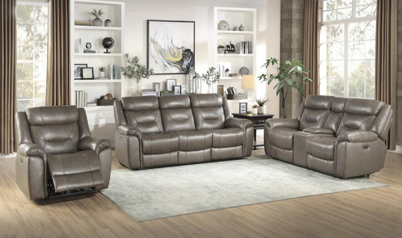 Danio Power Double Reclining Sofa with Power Headrests in Brownish Gray 9528BRG-3PWH