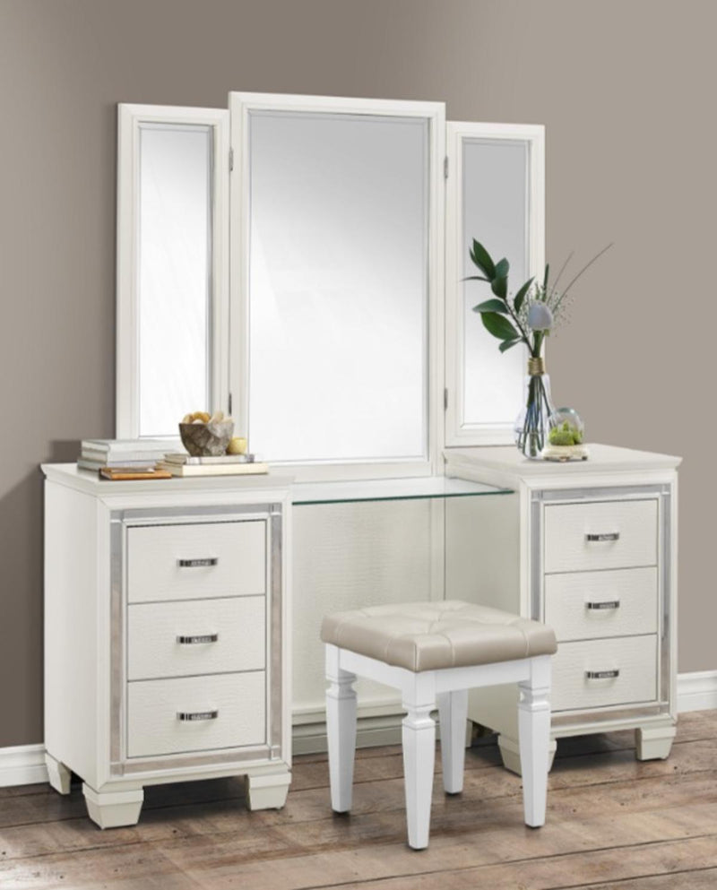 Allura Vanity Dresser with Mirror in White 1916W-15*