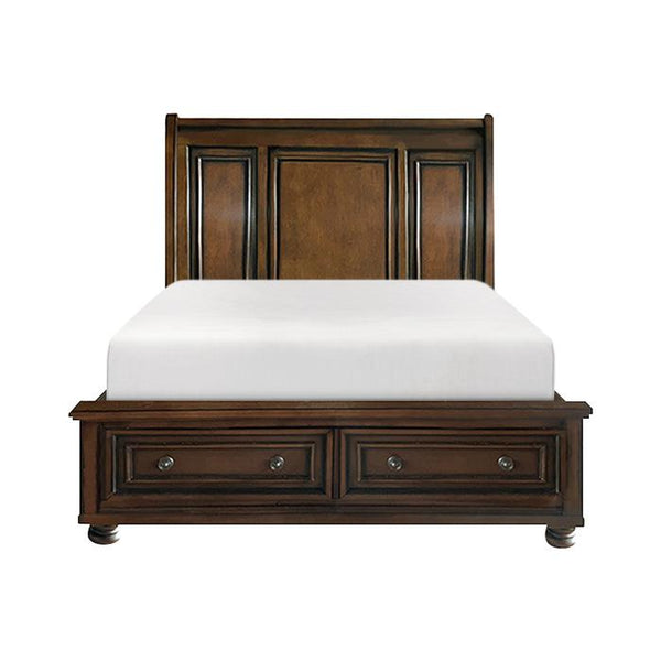 Cumberland King Sleigh Platform Bed with Footboard Storage in Brown Cherry image