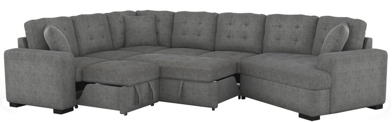 Logansport Left Side 2-Seater with Pull-out Ottoman and 1 Pillow in Gray 9401GRY-2L