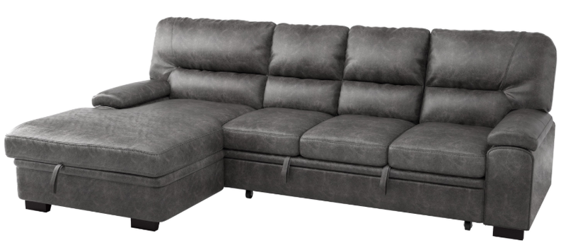 Michigan Sectional with Pull Out Bed and Left Chaise in Dark Gray