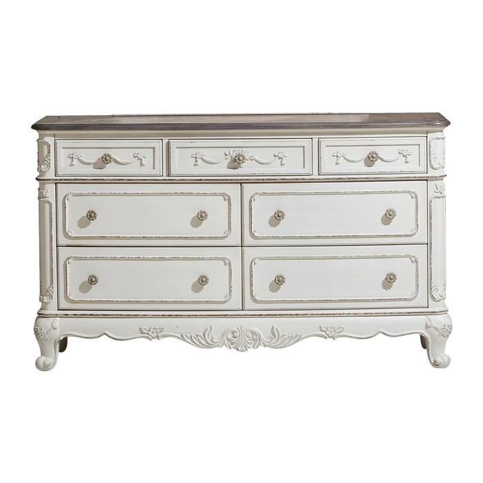 Cinderella 7 Drawer Dresser in Antique White with Grey Rub-Through image