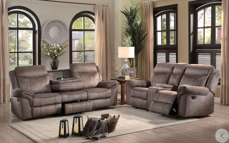 Aram Double Glider Reclining Sofa in Dark Brown 8206NF-3